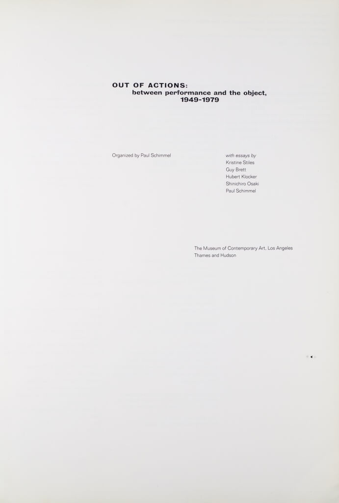 Out of actions: between performance and the object, 1949-1979 | Acervo ...
